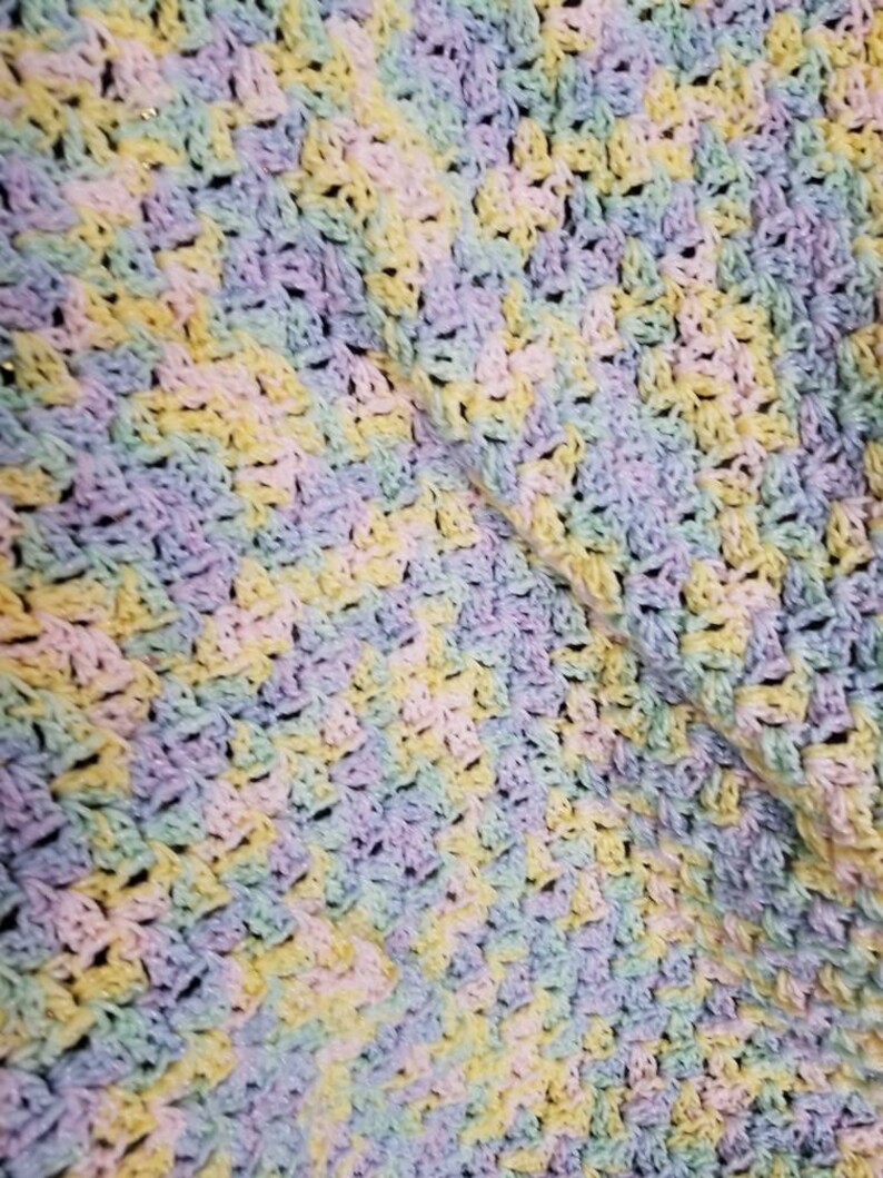 Variegated Rainbow Pastel Hand-crocheted Baby Blanket. - Etsy