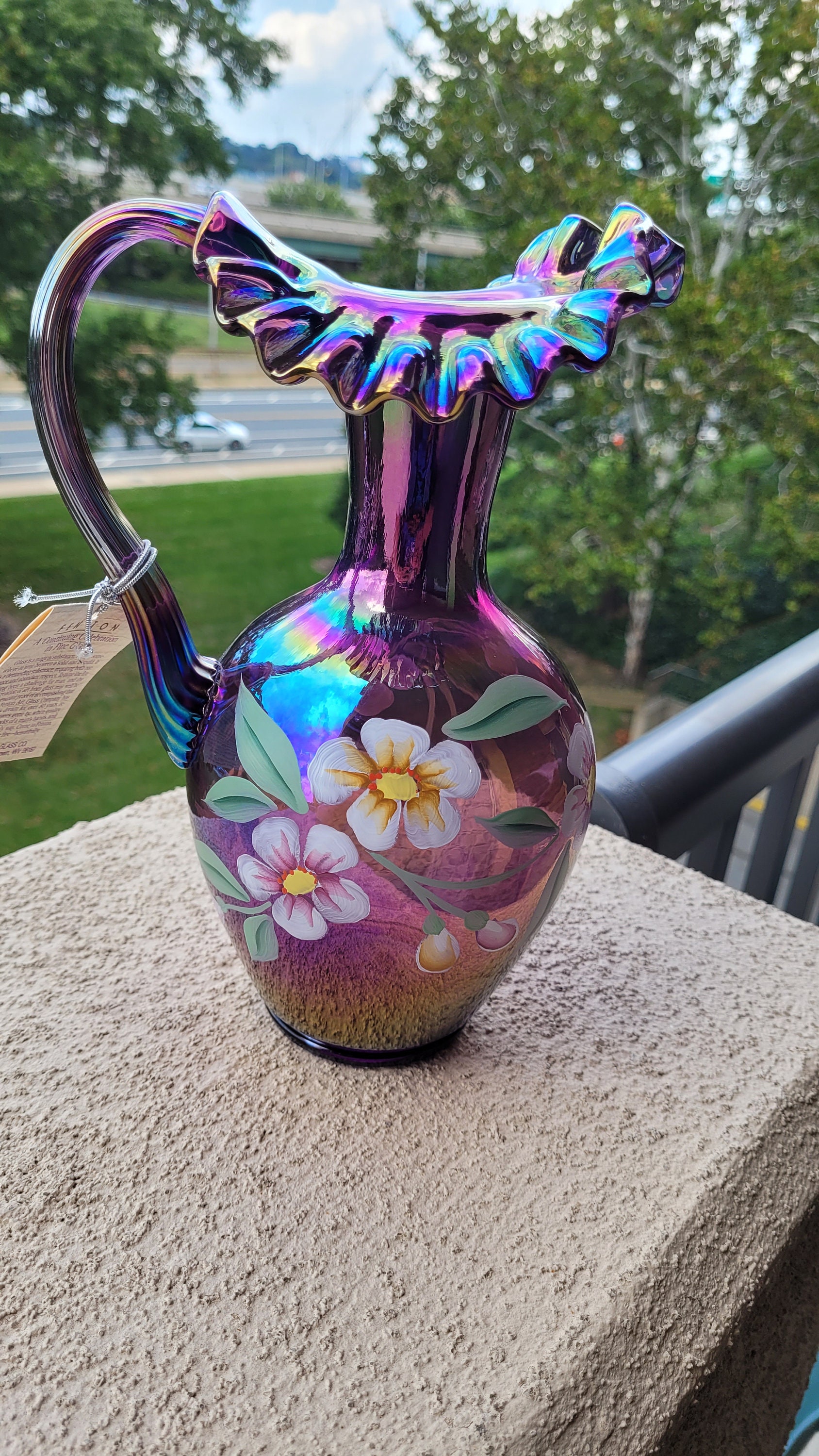 Fenton社 オ-ルドフェントン カーニバル 花瓶 USA Fenton社 オ-ルド