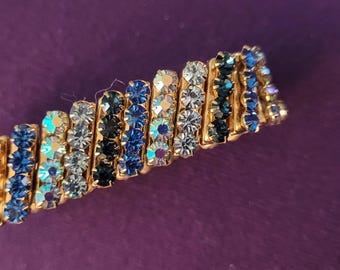 Vintage aurora and blue crystal stretch bracelet by Criterion Japan