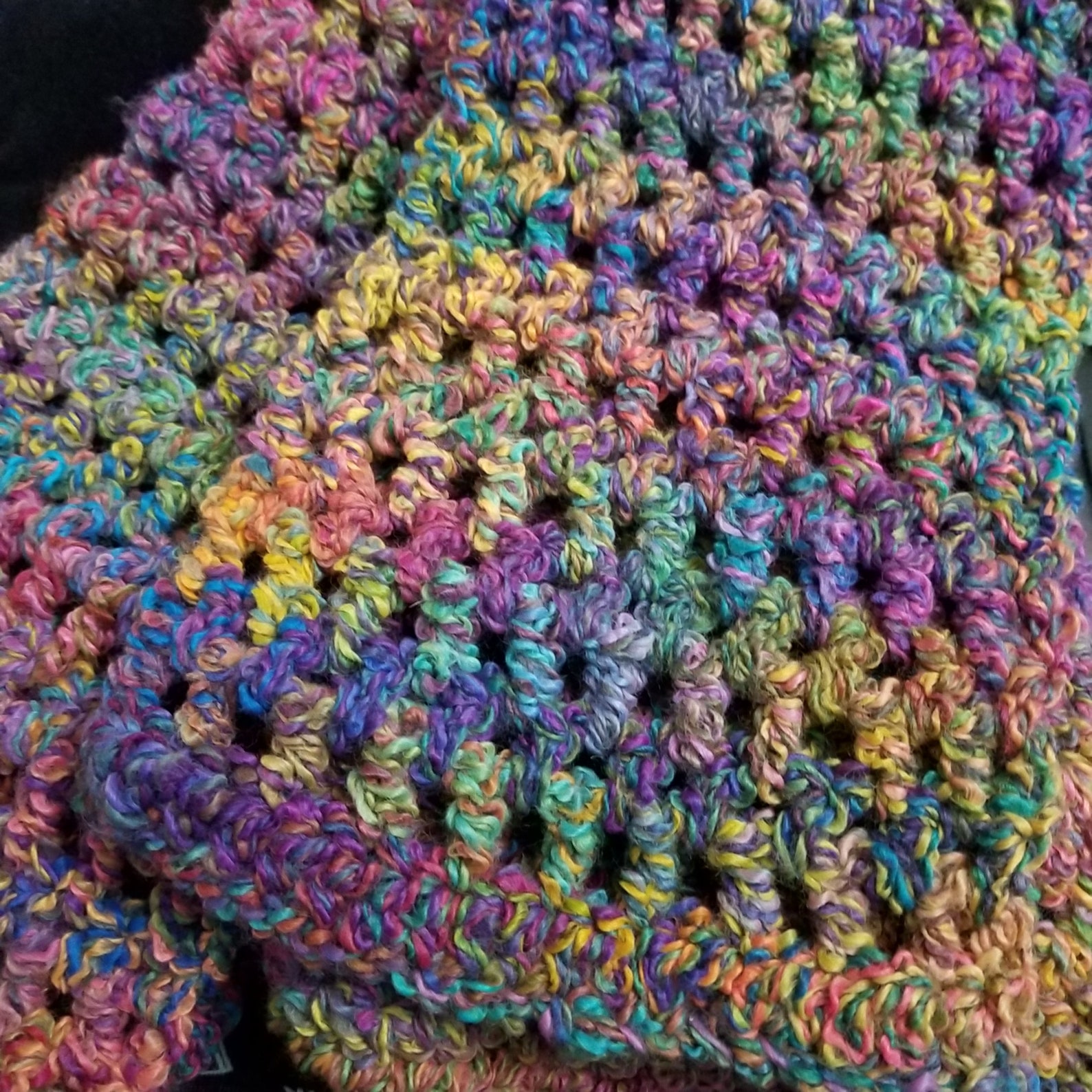 Handcrocheted Scarf in Rainbow Boucle Yarn Etsy