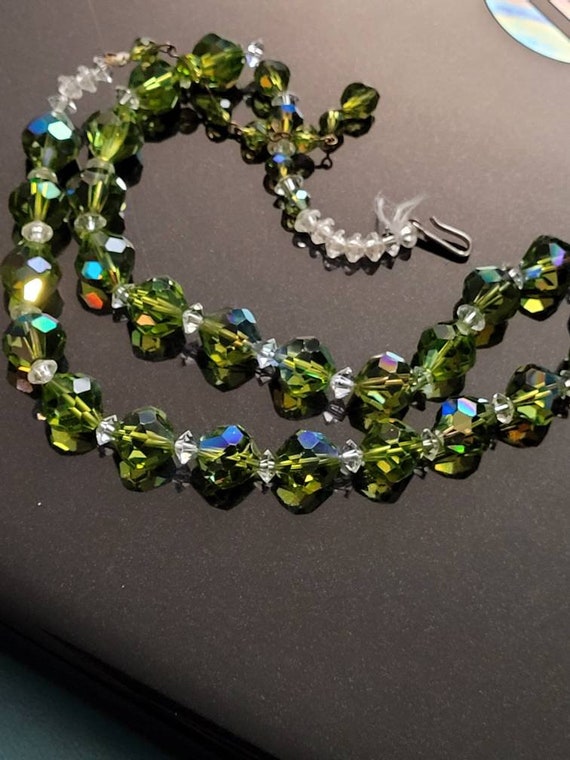 Vintage Light green crystal necklace or choker