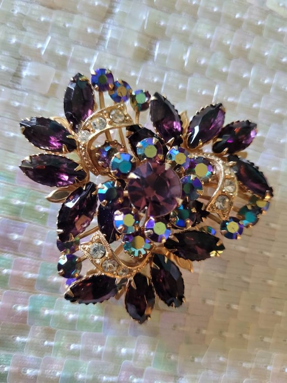 Iridescent and purple crystal  vintage or antique 