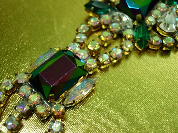 Vintage Antique Jewelry: Emerald Green Bracelet w… - image 2