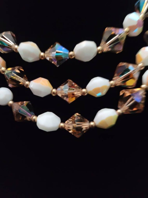 Iridescent crystal vintage 3 strand choker or ant… - image 7