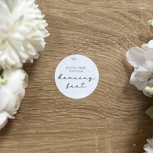 A Little Treat for Your Dancing Feet Wedding Stickers – Flip Flop Favor Labels, Reception Guest Comfort Stickers, Slipper Bag Seals