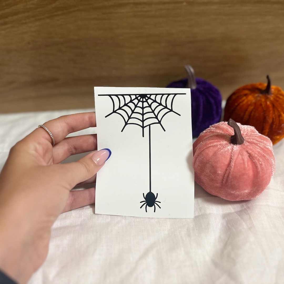 Spider & Cobweb Vinyl Sticker – Halloween Decal for Laptops, Windows ...