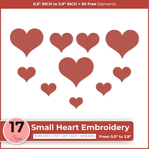Heart embroidery design - Mini heart machine embroidery file -Valentines day - Fill stitch embroidery pattern - Small heart instant download