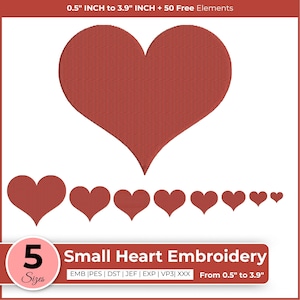 Small Heart Embroidery Design -17 Sizes - Mini Heart Fill Stitch Embroidery Design-Valentine Day Embroidery Design-Machine Embroidery Design
