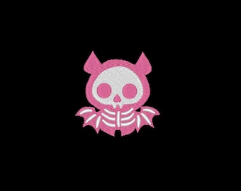 Süßes Halloween Fledermaus Skelett Stickdatei, Stickdatei