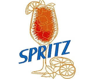 Cocktail Spritz Embroidery Design: Summer Trendy File (4 Sizes)