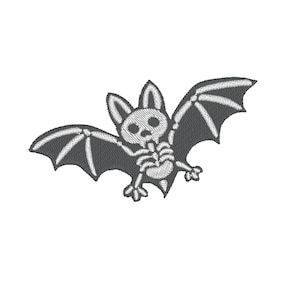 Embroidery design Halloween bat skeleton,Halloween Embroidery Files ,Cute bat embroidery file,5 size,instant download