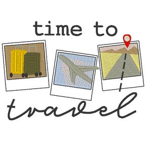 Travel Embroidery Design: Vacation Theme, 4 Sizes (Instant Download, Machine Embroidery File)