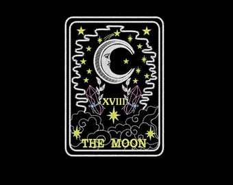 Motif de broderie carte de tarot lune : fichier spirituel (téléchargement numérique)
