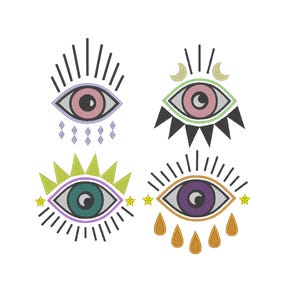 Embroidery design third eye,all seeing eye  Machine Embroidery, Evil eye embroidery design,4 designs,4 size,instant download,