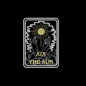 Diseño de bordado Carta del Tarot del Sol, Archivo de diseño de bordado espiritual, Diseños de bordado del Tarot, 3 tamaños, descarga digital instantánea