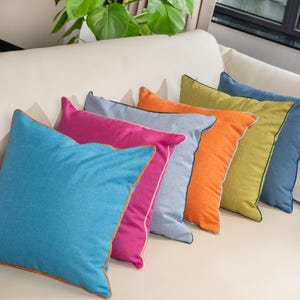 Custom Pillows Cover Piping Linen Throw Pillow Personalized Piping Decorative Cushion Cover Corded Lumbar Pillow for Couches Colorful Pillow
