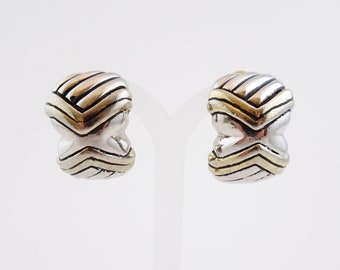 Vintage Chunky Earrings, Clip On Bold Textured Statement Earrings
