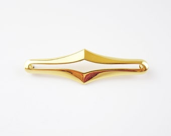 Vintage MONET Bar Brooch, Signed Designer Gold Tone Brooch