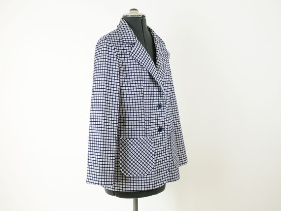 Vintage 1970s Blazer Jacket Graph Check Pattern, … - image 4