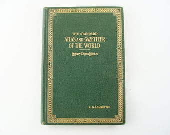 Vintage The Standard Atlas and Gazetteer of the World Literary Digest Edition, Copyright 1934, Maps Reference, Rand McNally, Funk & Wagnalls