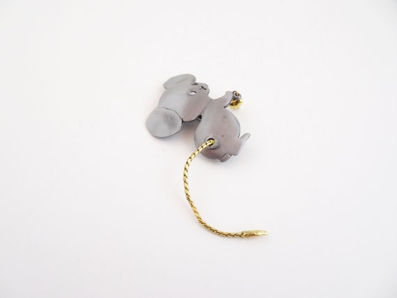 Vintage Ultra Craft Mouse Brooch, Dangling Heart … - image 3