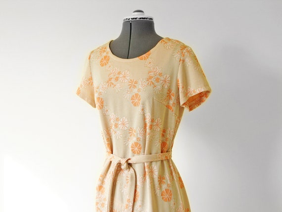 Vintage 1970s Dress, JOAN CURTIS Knit Floral Plea… - image 5