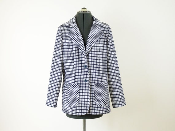 Vintage 1970s Blazer Jacket Graph Check Pattern, … - image 2