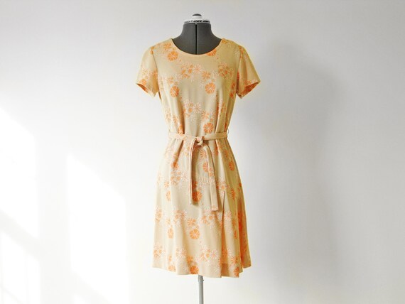 Vintage 1970s Dress, JOAN CURTIS Knit Floral Plea… - image 2