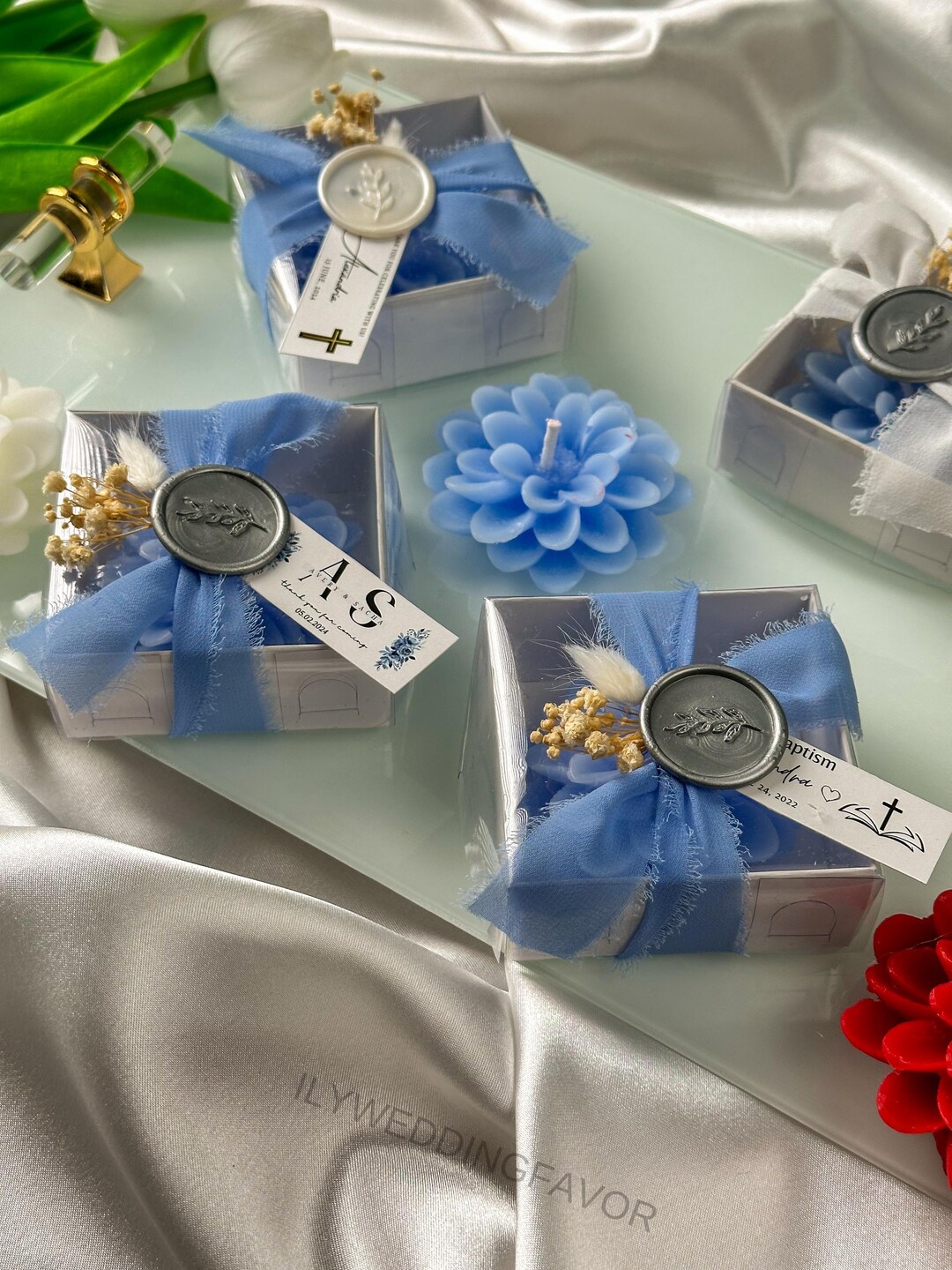 Personalized Lotus Flower Candles, Wedding Favors, Custom Candle ...