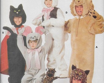 butterick 6815 childrens halloween costume rabbit cat lion mouse leopard sizes 8 10 12 vintage uncut pattern