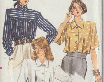 Vogue 7447 Misses'/ Misses' Petite Blouse Sizes 8, 10, 12 Vintage UNCUT Pattern 1989 Rare and OOP Easy Pattern