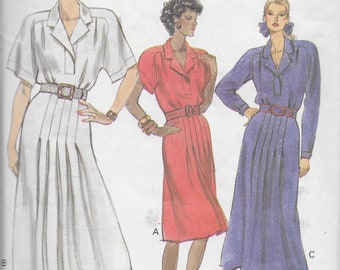 Vogue 7499 Misses'  Front Pleated Dress Sizes 14, 16, 18 Vintage UNCUT Pattern 1989 Easy Pattern Rare and OOP