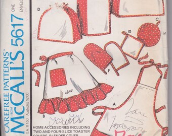 McCall's 5617 Home Accessories Including Two and Four-Slice Toasters, Blender Cover, Aprons and Pot Holders Vintage UNCUT Pattern