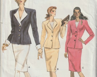 Vogue 7135 Misses'/ Misses' Petite Jacket and Skirt Sizes 12, 14, 16  Vintage UNCUT Pattern 1988 Rare Career Wear