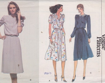 Vogue 7615 Misses'  Puffed Sleeve Dress Size 10 or Size 14 Vintage UNCUT Pattern Rare and OOP Easy Pattern Mother of the Bride