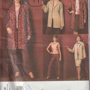 May include: A sewing pattern envelope titled five easy pieces, number 2706, featuring illustrations of various outfits including jackets, tops, skirts, and trousers in shades of red, beige, and brown, with a handwritten number 41 circled at the top.