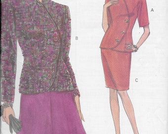 Vogue 8193 Misses'/ Misses' Petite Assymetrical Top or Jacket and Skirt Sizes 12, 14, 16 Vintage UNCUT Pattern 1991 Rare
