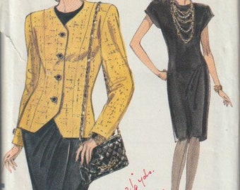 Vogue 7941 Misses'/ Misses' Petite Jacket and Dress Sizes 8, 10, 12 Vintage UNCUT Pattern 1990 Rare and OOP Easy Pattern