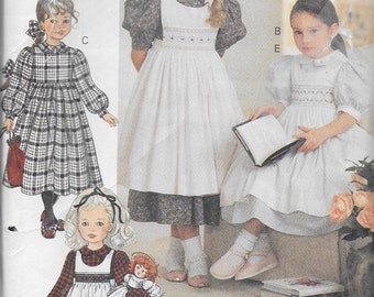 Vogue 8608 Girl's Dress, Pinafore and Smocking Transfer Sizes 5, 6, 6x Teresa Layman Design Vintage UNCUT Pattern 1993 Rare