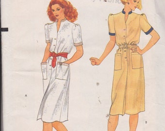 Vogue 8001 Misses'  Shirtwaist Dress Size 14 Vintage UNCUT Pattern Rare 1980's Easy Pattern