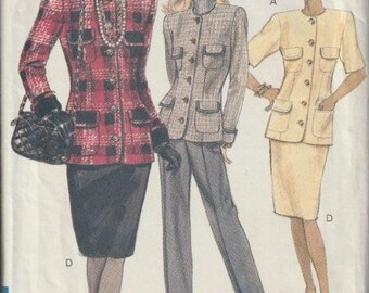 Vogue 7869 Misses'/ Misses' Petite Jacket, Skirt and Pants Sizes 8, 10, 12 Vintage UNCUT Pattern 1990 Rare and OOP
