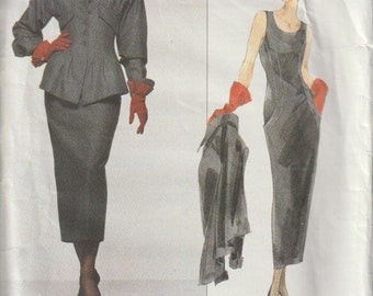 Vogue 1412 Misses' Jacket and Dress Sizes 8, 10, 12 Designed by Langerfeld Vintage UNCUT Pattern Rare and OOP
