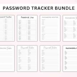 Paquete de seguimiento de contraseñas. Registro de contraseñas. Hoja de registro de contraseñas. Organizador de contraseñas. Libro diario de contraseñas. Lista de contraseñas. Descarga instantánea en PDF