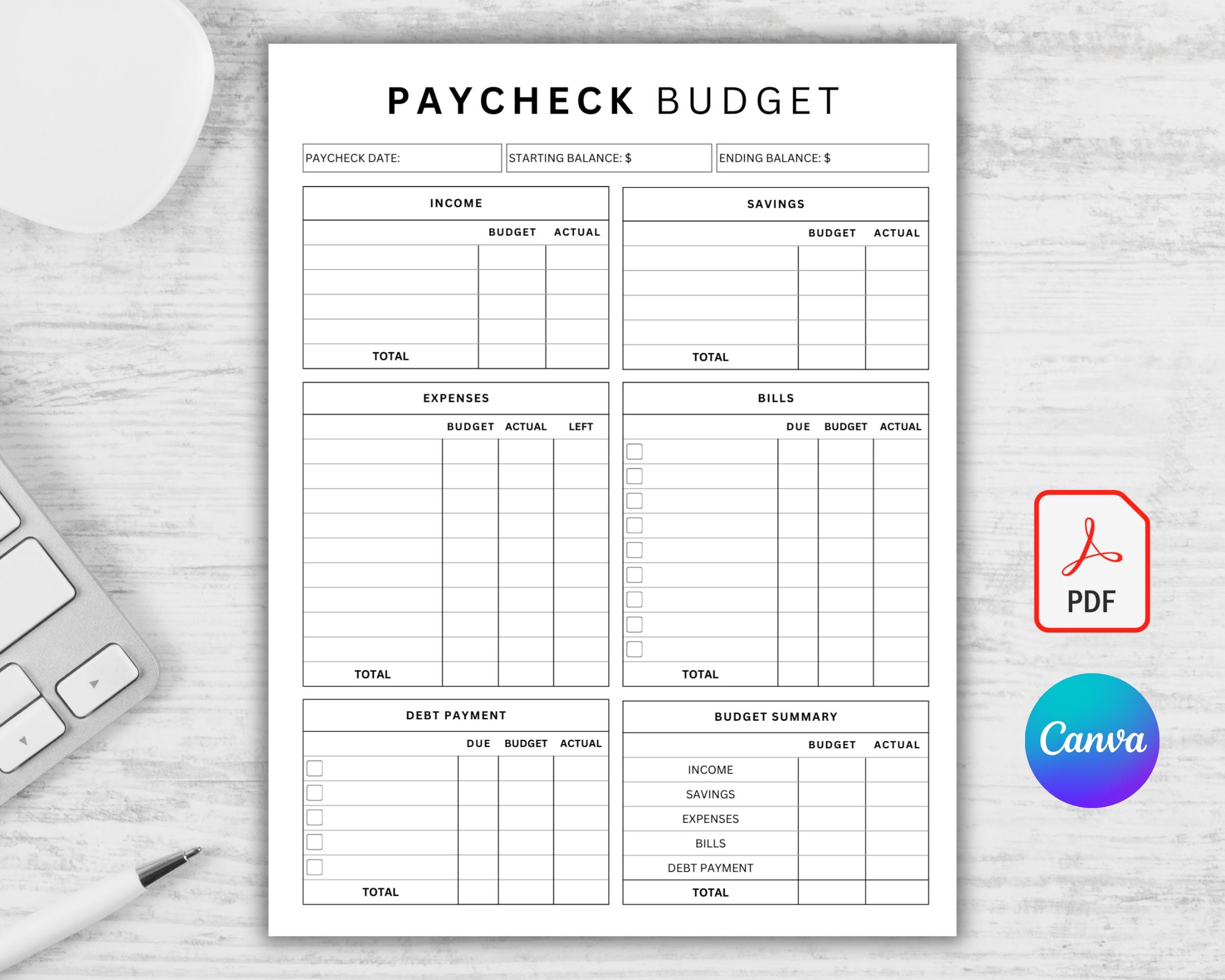 Paycheck Budget Planner PDF. Budget by Paycheck. Biweekly Budgeting ...