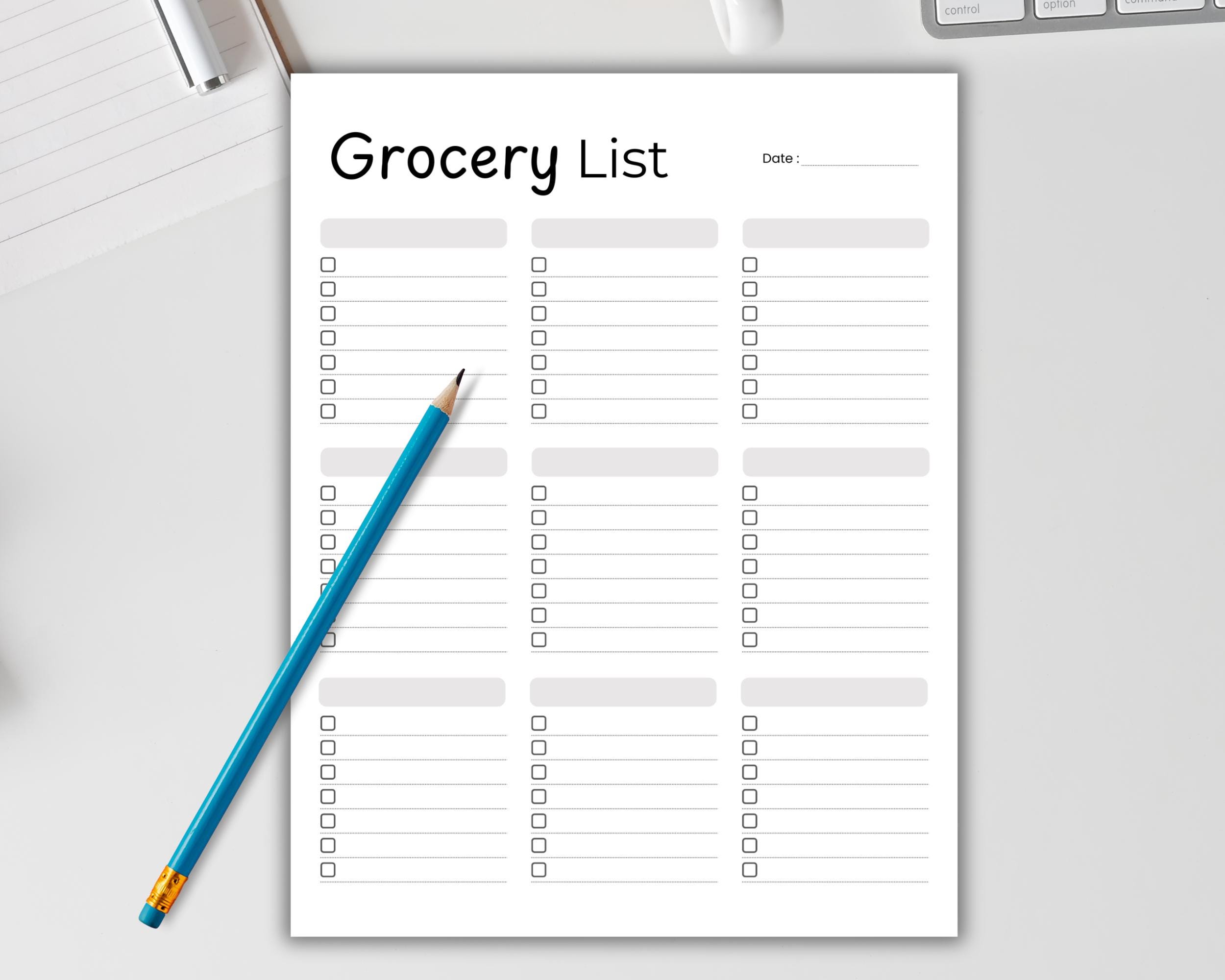 Printable Grocery List Template. Grocery Shopping List. Meal Planning. Shopping List. Meal Prep ...