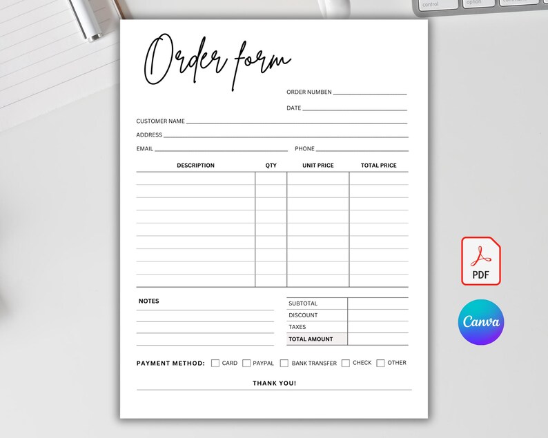 EDITABLE Order Form Template. Custom Order Form. Crafters Order Form ...