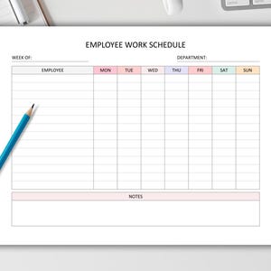 Employee Work Schedule. Printable Employee Time Sheet. Employee Weekly ...