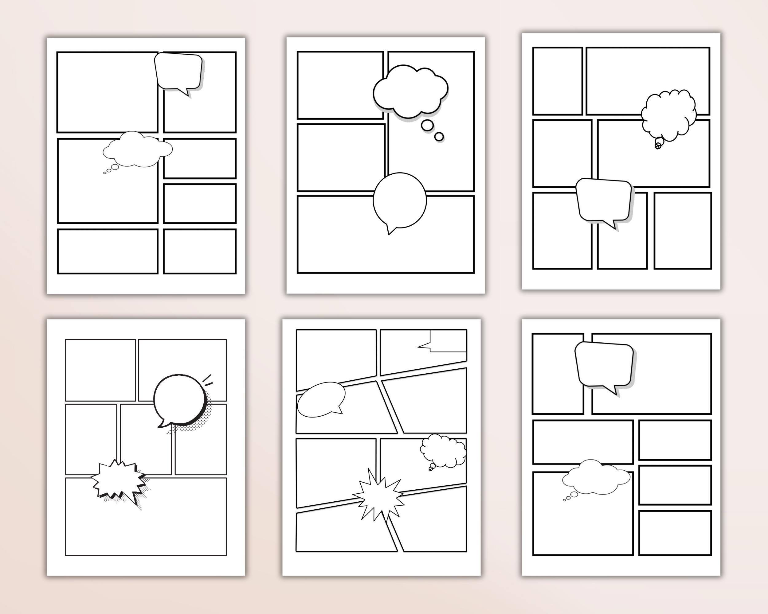 130 Blank Comic Book Template Printable Comic Drawing Book Comic