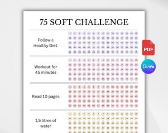 DO WYDRUKOWANIA 75 Soft Challenge Tracker. Dziennik Daily 75 Soft Challenge. Dziennik 75 Day Challenge Fitness. Habit Tracker. Wyzwanie utraty wagi