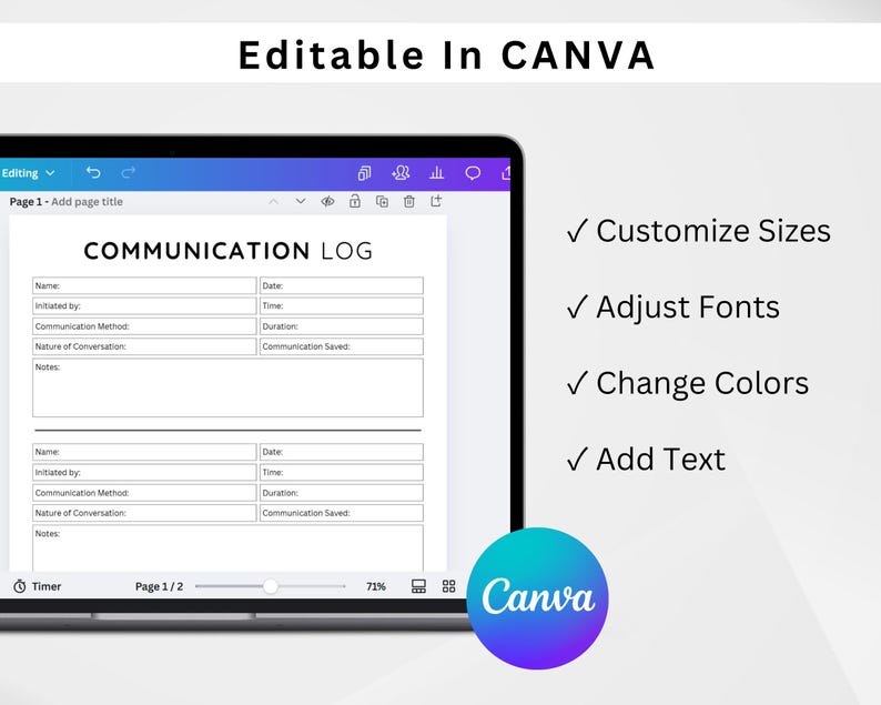 Printable Communication Log, Parent Communication Record, Call Log ...